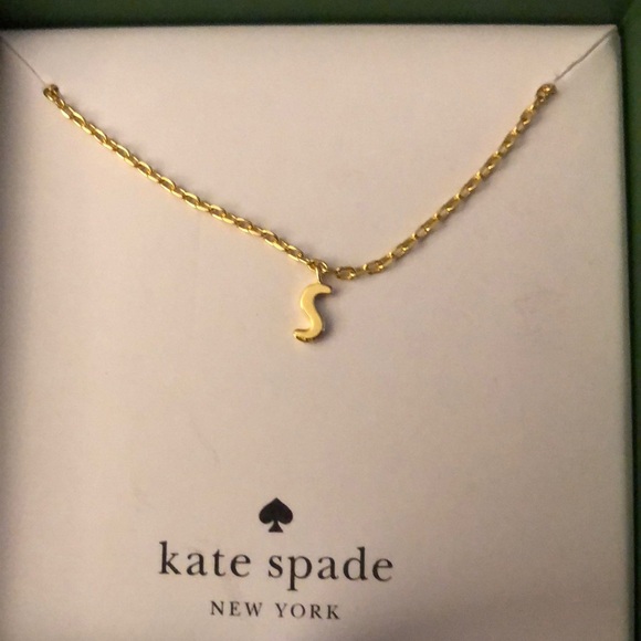 Kate Spade Gold Tone One In A Million Letter S Initial Pendant Necklace NWT Box - Picture 3 of 14